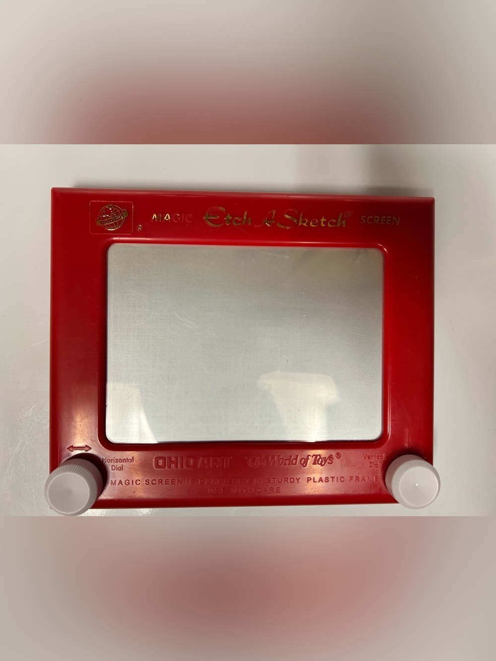 Vintage Etch A Sketch Magic Screen Drawing Toy Red No.505 Ohio Art 9x7